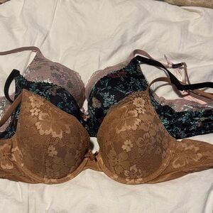 Victoria's Secret Lace Push-Up Bra Trio - Brown, Black, Pink Body by Victoria